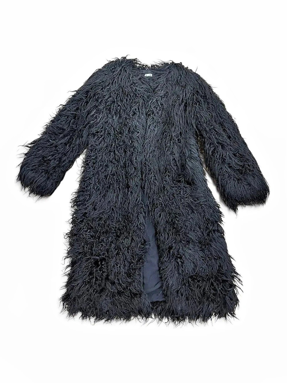 Reformation Devin Faux Fur Coat Black